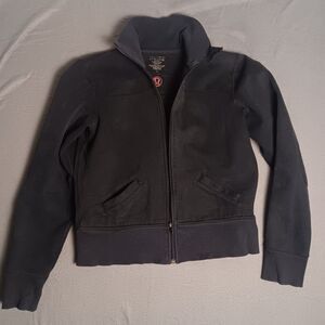 Lululemon Womens Black Jacket - Full Zip - Size 10 - Pink logo- Elbow Patches